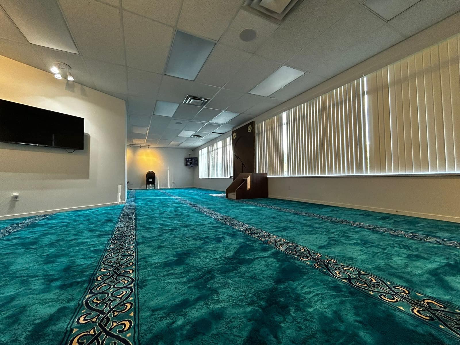 Prayer hall with windows along the wall