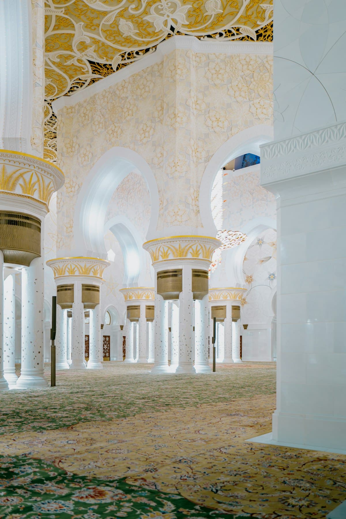 Interior columns and arches of a grand mosque